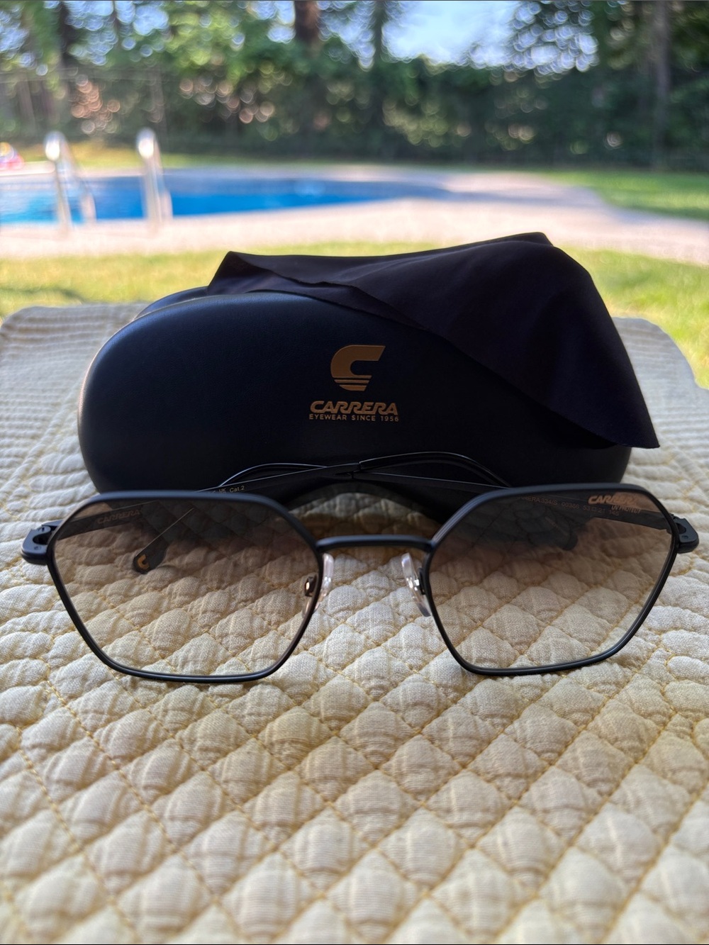 Carrera Black Metal Frame Sunglasses, Brown Gradient Lenses w/UV Protection